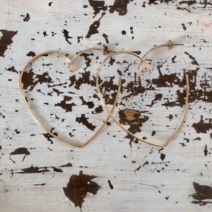 Anthroplogie Loving Heart Gold Hoop Earrings